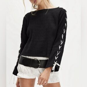 We The Free Black Textured Top